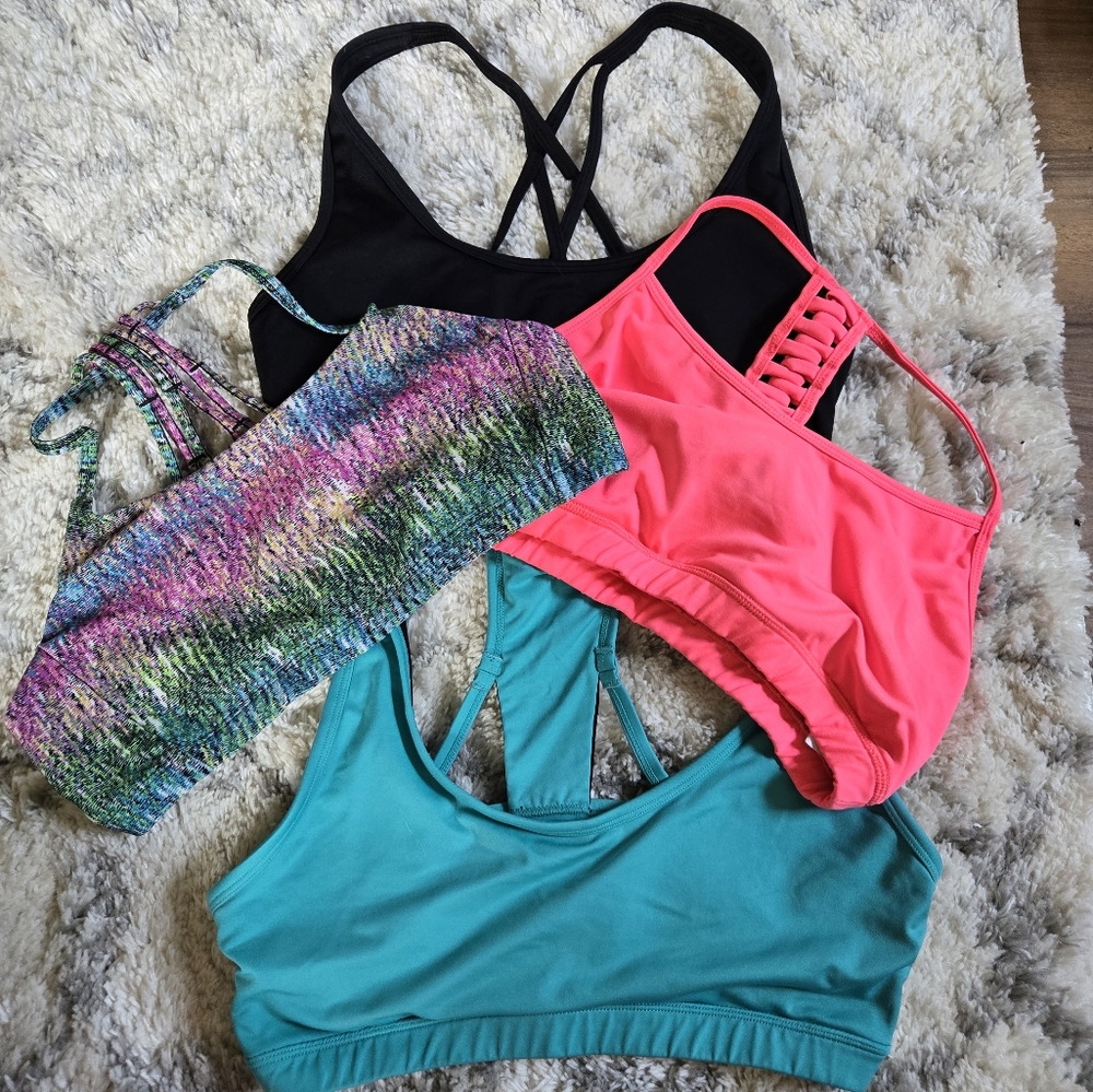Bundle Of 4 Colorful Sports Bra Set Large